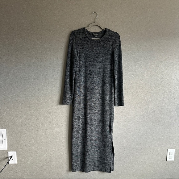 French Connection Gray Long Sleeve Knit Maxi Dress Large - Picture 1 of 11